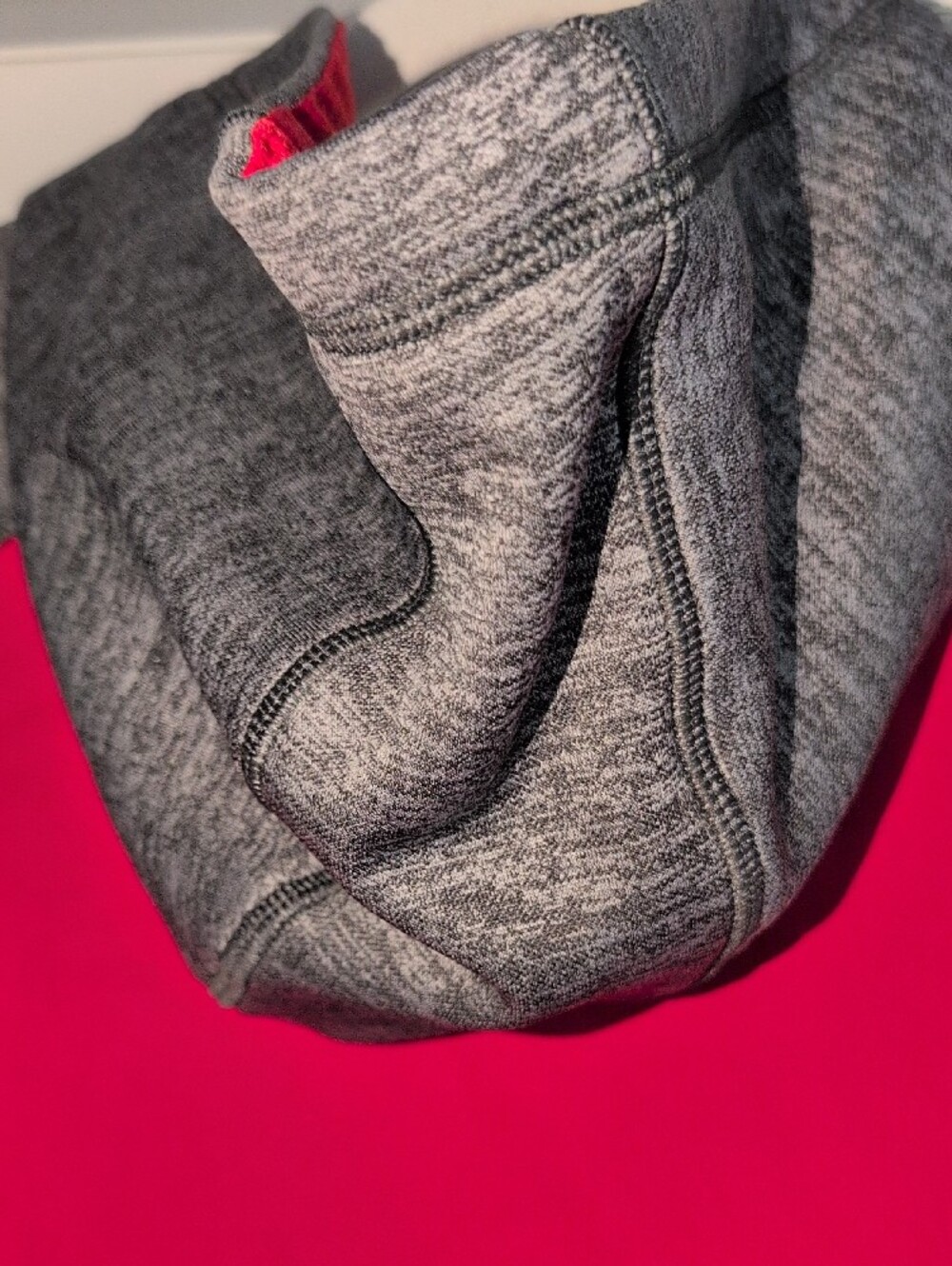 adidas Girls Red Hoodie with Gray Logo , Sleeves And Hoodie - Picture 9 of 13